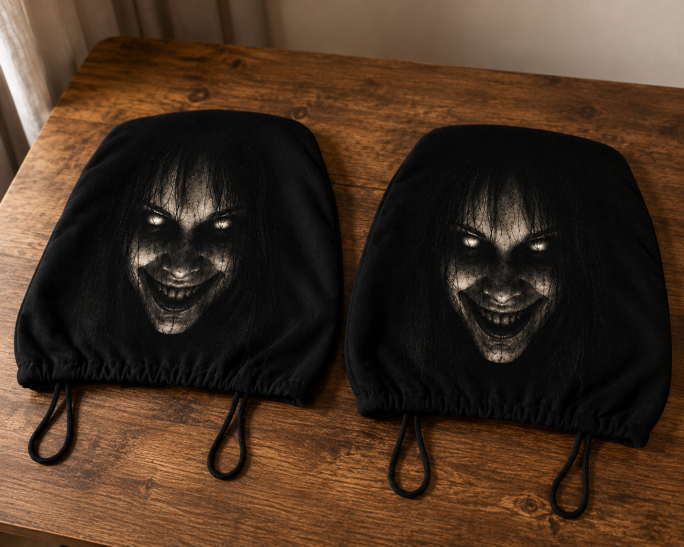 2 Piece Set - The Watcher Head Car Seat Cover